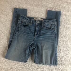 Abercrombie & Fitch distressed ripped raw hem light wash straight leg jeans 0/25